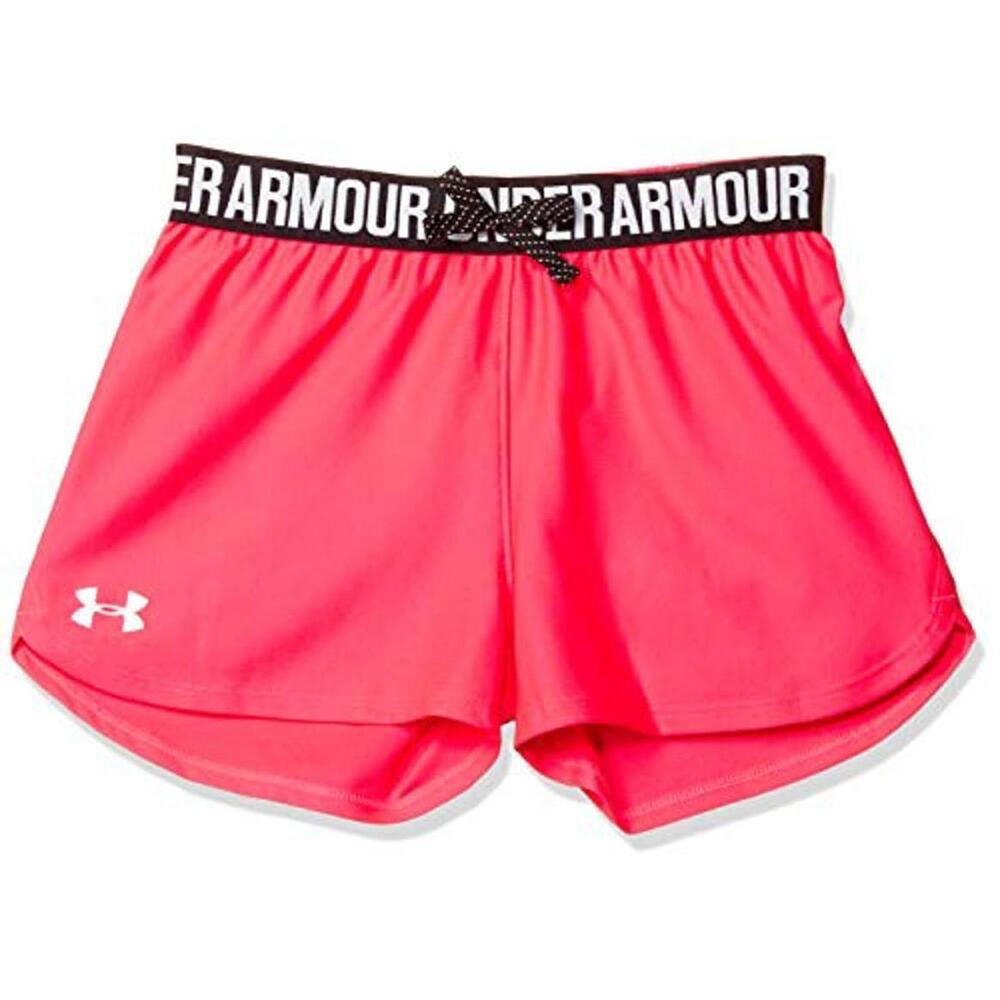 Under Armour Girls' Play Up Workout Gym Shorts, Penta Pink/White, Youth Large
